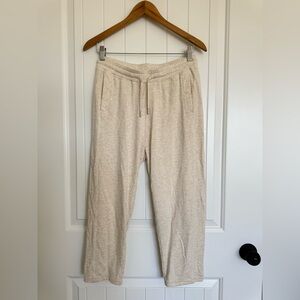 Reiss Women's Oatmeal Heather Cropped Jogger Sweatpants Drawstring Waist Small